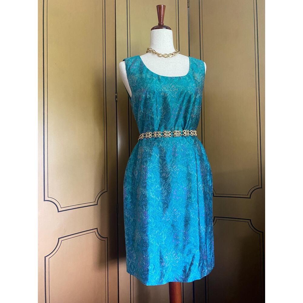 Vintage shift dress in teal green size M